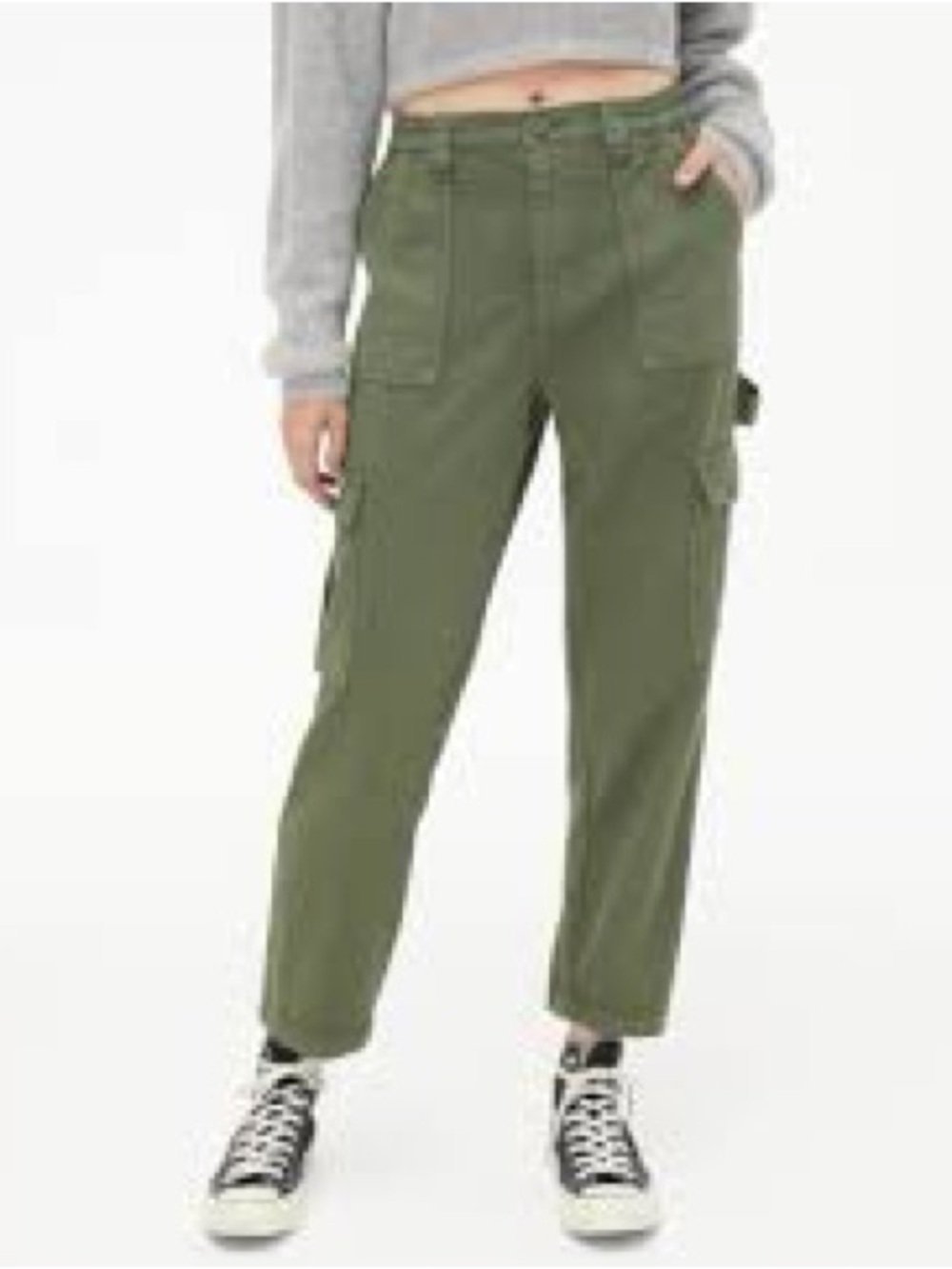 Aeropostale OLIVE GREEN High Rise Straight Leg Cargo Carpenter Pants XL